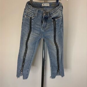 7 For All Mankind Kids Luxe Vintage Skinny Jeans Zip Front Light Wash Size 6